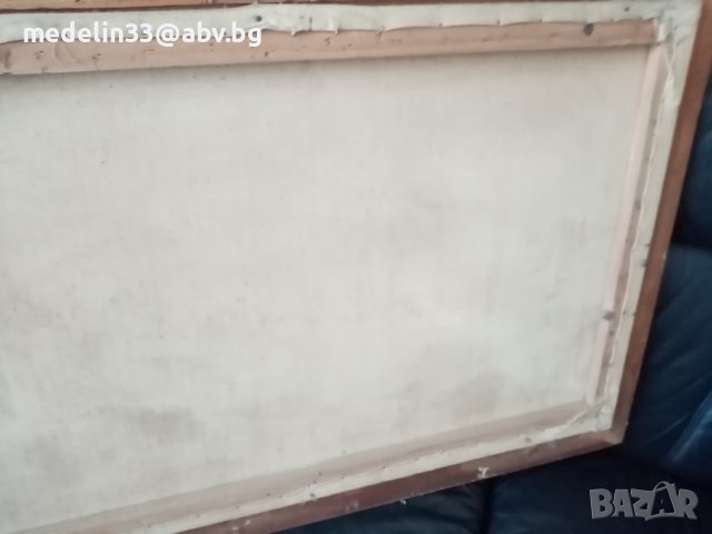 Стара голяма картина, масло, платно 95/65 см, снимка 8 - Антикварни и старинни предмети - 36787261