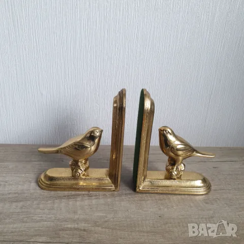 Два стари месингови книгоразделителя с птици