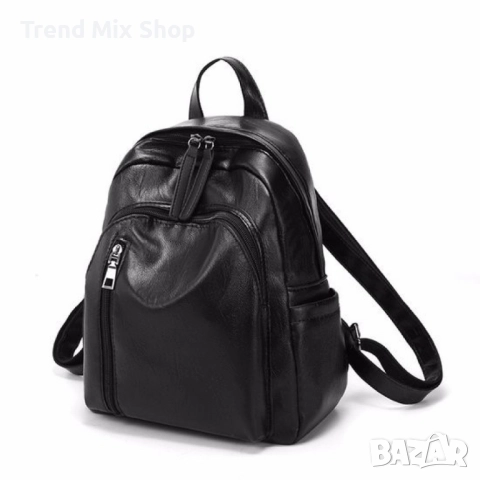 Дамска раница от висококачествена кожа с подарък малка чанта и портмоне, снимка 2 - Раници - 51473463