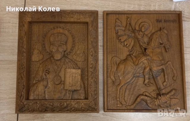 Дърворезба-икона на Свети Димитър Солунски, снимка 4 - Икони - 52084375