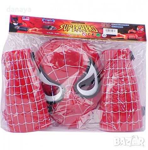 3404 Комплект маска на Спайдърмен с протектор и изстрелвачка паяк, снимка 4 - Други - 39077099