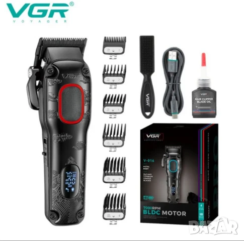 Професионална машинка за подстригване VGR V-016 – Метален корпус, BLDC мотор, дълга работа без прекъ, снимка 2 - Тримери - 50624266