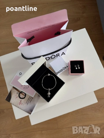 НОВО Disney x PANDORA гривна + талисман + обеци | пълен пакет Пандора, снимка 4 - Бижутерийни комплекти - 53411048