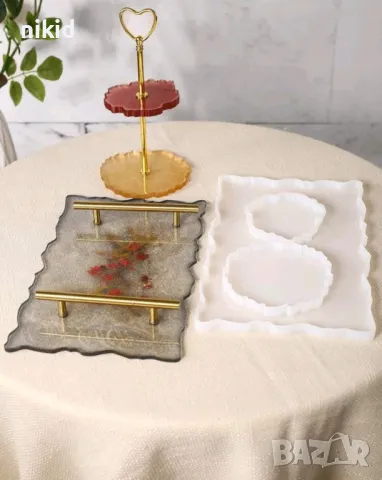 2 етажен Грамаден правоъгълен поднос плато основа подложка тава силиконов молд форма за смола