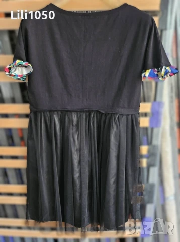 Черна РОКЛЯ  с тюл L/ XL, снимка 9 - Рокли - 50601355