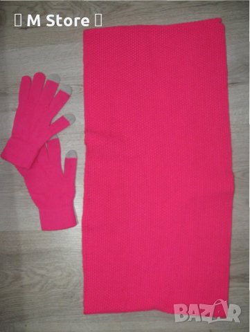 Шал и ръкавици циклама 100% памук, снимка 2 - Шалове - 35580077