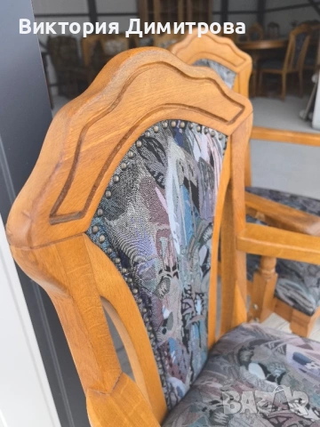 Комплект от 6 трапезни стола с подлакътници , снимка 8 - Столове - 53088231