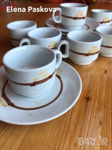 чаши с подложни чинийки за кафе и лого Нова Бразилия- 7 броя, снимка 2 - Сервизи - 40519638