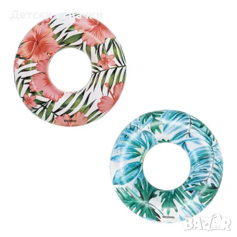 Надуваем пояс Bestway Голям 119см тропически палми, син/оранжев, PVC  