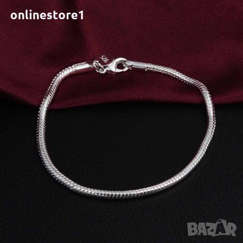 Сребърна гривна - Змия Код: BGR119, снимка 2 - Гривни - 32796684