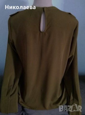 Блуза с къдри във военно зелено,H&M,L/XL, снимка 2 - Блузи с дълъг ръкав и пуловери - 27718218