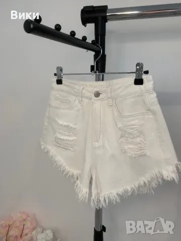Къси дънки с висока талия, размер XS, снимка 4 - Къси панталони и бермуди - 50203429