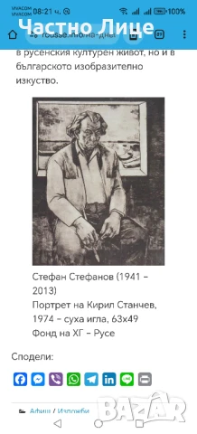 Рядка Картина Графика на Художника График Стефан Стефанов (1941-2012)., снимка 8 - Антикварни и старинни предмети - 51235108