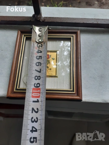 Картина миниатюра със златно фолио подпис рамка, снимка 6 - Антикварни и старинни предмети - 53327390