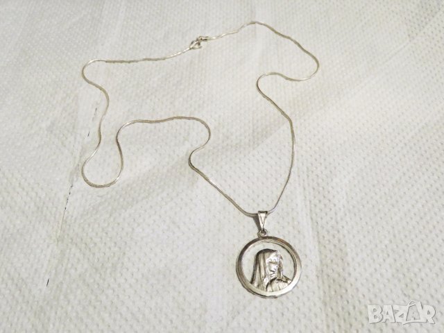 Сребърно синджирче със Дева Мария, Света Богородица притежавайте този медальон и нека Светата майка, снимка 3 - Колиета, медальони, синджири - 32967121