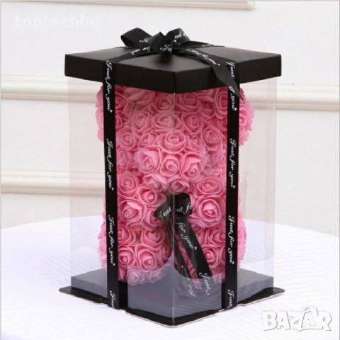 Мече от рози, ROSE BEAR S в кутия, снимка 2 - Романтични подаръци - 35527085