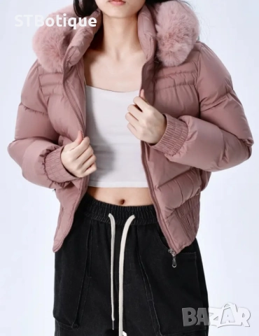 🧥 Дамско елегантно зимно яке с плюшена качулка – STBoutique ❄️ , снимка 4 - Якета - 52207471