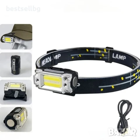 Мощен LED челник фенер за глава със сензор акумулаторен малък и компактен за бягане къмпинг риболов, снимка 3 - Къмпинг осветление - 51178953