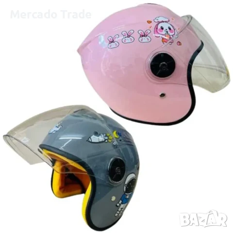 Детска каска за мотор Mercado Trade, За скутер, XS размер, Сив и розов