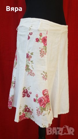 Памучна Пола с флорални мотиви - разкроена, снимка 2 - Поли - 36613182