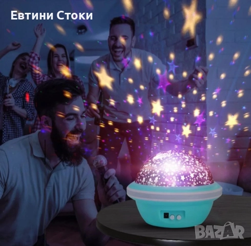 Цветна LED нощна лампа НЛО проектор със звезди и луна, снимка 5 - Други - 52384750