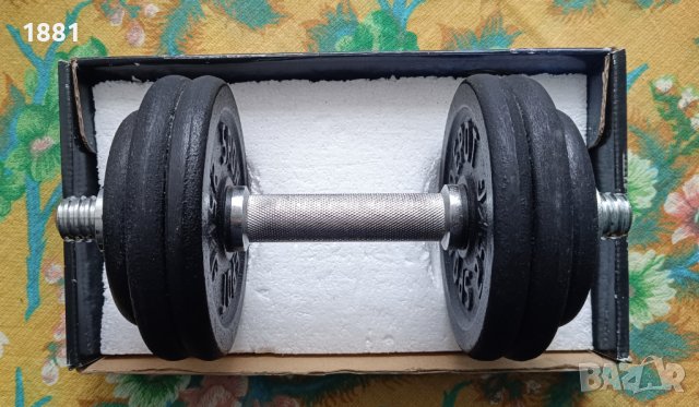Дъмбел 15 кг. с метални дискове предназначен за силови тренировки. Нов., снимка 1 - Фитнес уреди - 43338926