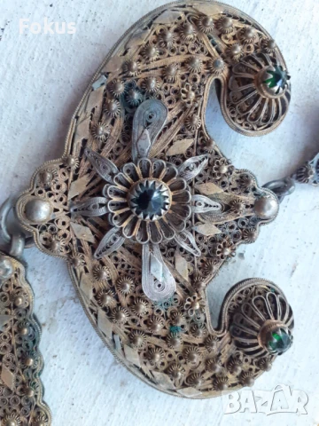 Възрожденски сребърен накит сачан филигран живачна позлата, снимка 2 - Антикварни и старинни предмети - 51205572