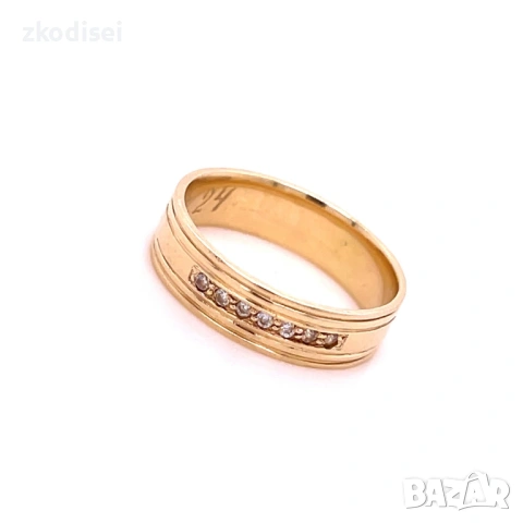 Златен пръстен брачна халка 3,08гр. размер:50 14кр. проба:585 модел:36353-1, снимка 2 - Пръстени - 53072530