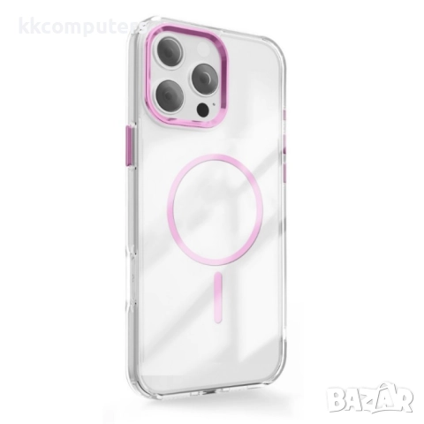 Силиконов кейс bSmart Clear Thin Magsafe, За iPhone 17 Pro Max (6.9), Розов и Протектор, снимка 2 - Калъфи, кейсове - 52493374
