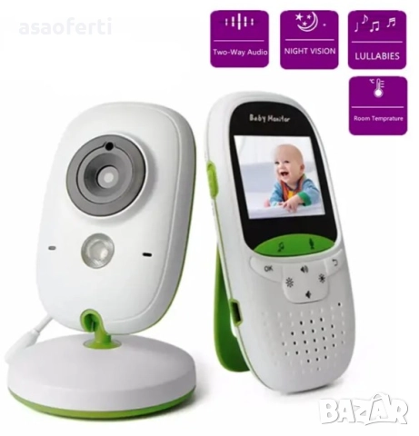 👶 Бебефон VB602 с Камера, Цветен 2" Екран, Двупосочно Аудио и Термометър, снимка 3 - Бебефони - 52552884