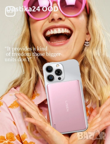 Ултра тънка MagSafe външна батерия 5000mAh безжична – розова, снимка 6 - Друга електроника - 53418085