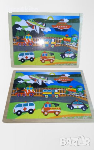  Ново! 2 модела големи дървени пъзели с превозни средства / дървени играчки, снимка 3 - Образователни игри - 38578121