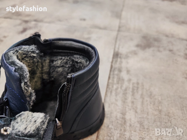 Доставка преди Коледа !Фото от естествена кожа в син цвят /04, снимка 3 - Дамски боти - 52850020