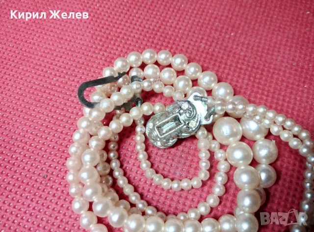 СТАР ДВУРЕДЕН ПЕРЛЕН ГЕРДАН ОГЪРЛИЦА ЧЕШКИ ПЕРЛИ с КРАСИВА ПОСРЕБРЕНА ЗАКОПЧАЛКА РЕТРО КОЛИЕ 27635, снимка 6 - Антикварни и старинни предмети - 47284323