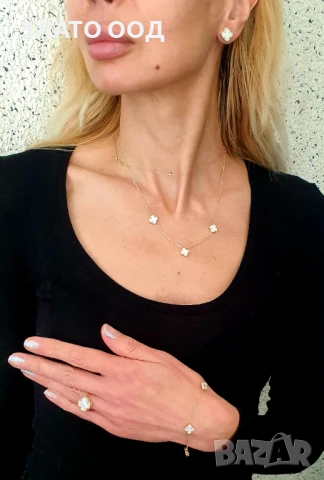 Златни сетове модел ДЕТЕЛИНА - 14К, снимка 3 - Колиета, медальони, синджири - 50461435