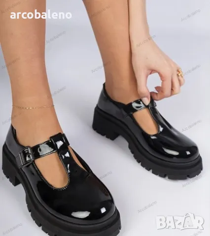 Дамски лачени обувки с платформа Kalaro, снимка 6 - Дамски ежедневни обувки - 49255405