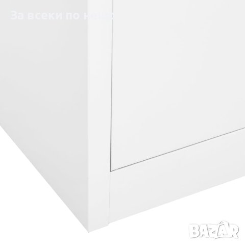 Офис шкаф, бял, 90x40x180 см, стомана и закалено стъкло, снимка 6 - Шкафове - 43785071