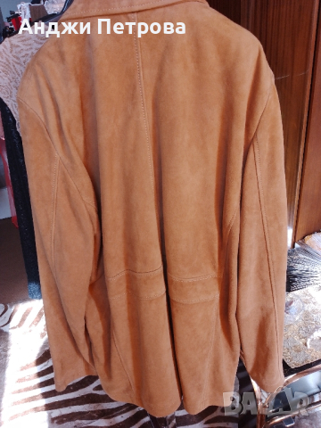 чисто ново мъжко сако от естествена кожа - бежов велур, снимка 2 - Сака - 44874340