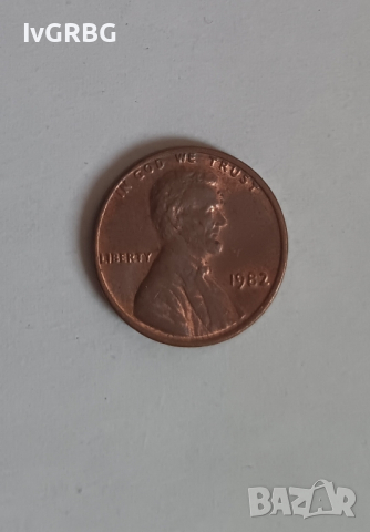 1 цент САЩ 1982 1 цент 1982 Американска монета Линкълн , снимка 1 - Нумизматика и бонистика - 44901204