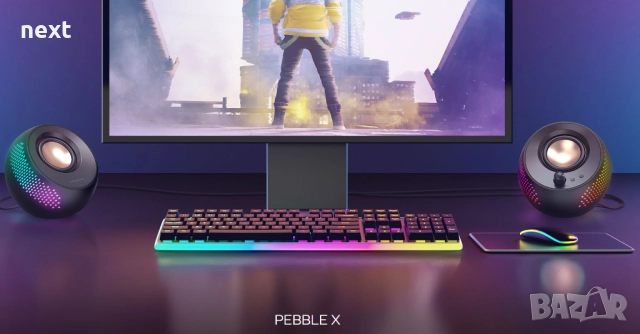 Озвучителна система Creative Pebble X 2.0 USB-C, RGB подсветка, снимка 2 - Аудиосистеми - 52772661