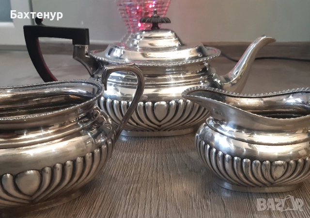 Посребрен английски сет, снимка 4 - Антикварни и старинни предмети - 52295141