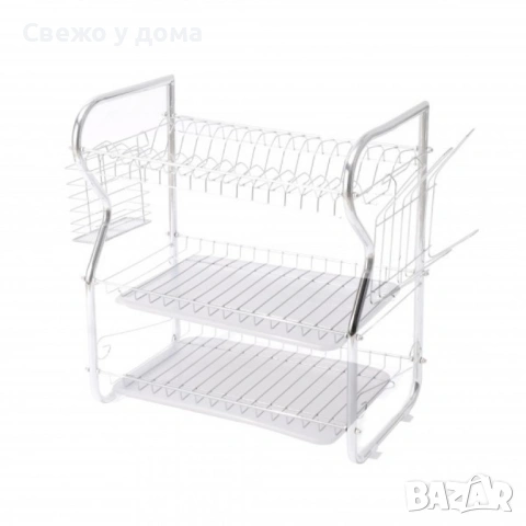 НОВ Сушилник за съдове Rosberg, 3 нива, 43x24x45 см, ЧЕРЕН или ХРОМ, снимка 2 - Сушилници - 53465793