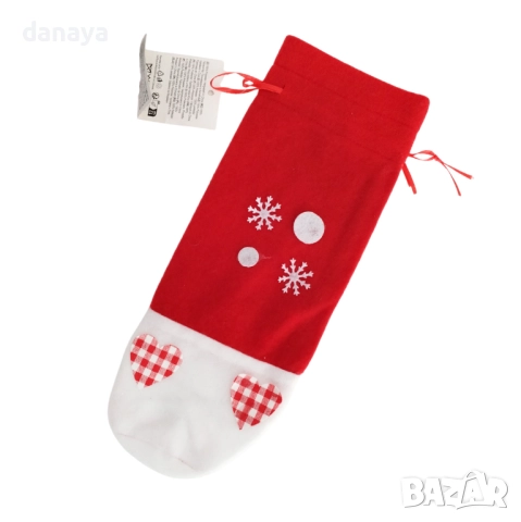 6260 Коледна дреха за бутилка с декорация снежинки и сърца, снимка 3 - Други - 52186229