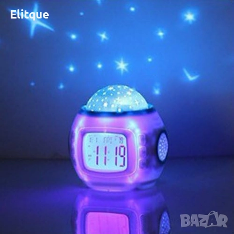 Будилник с прожекционна лампа – магията на звездното небе във вашата стая +музика, снимка 4 - Детски нощни лампи - 52596939