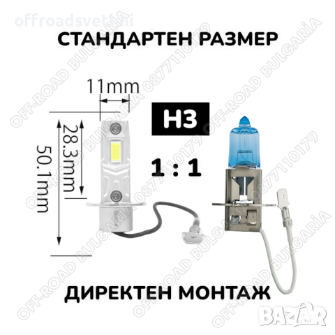 2024 Модел 200W LED Диодни крушки H3 12V 300% Светлина Директен Монтаж, снимка 2 - Аксесоари и консумативи - 44884068