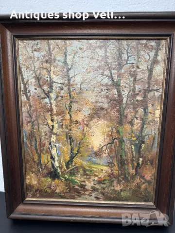 Авторска картина с рамка J  J Foulon №6806 , снимка 2 - Антикварни и старинни предмети - 49933254