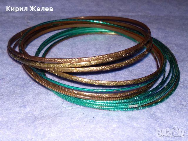 КОМПЛЕКТ СТОМАНЕНИ РЕТРО АРТ ГРИВНИЧКИ ЗЕЛЕНИ и ЗЛАТИСТИ БРОНЗИРАНИ 37509, снимка 4 - Гривни - 40836368