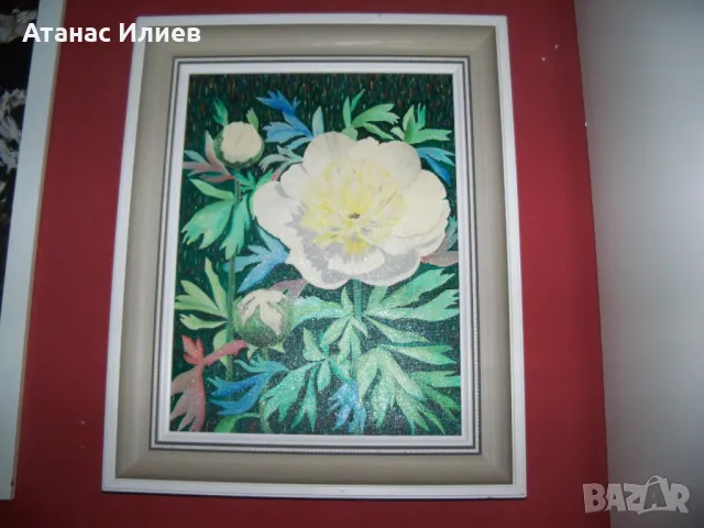 Красива маслена картина Божур, снимка 2 - Картини - 48827206