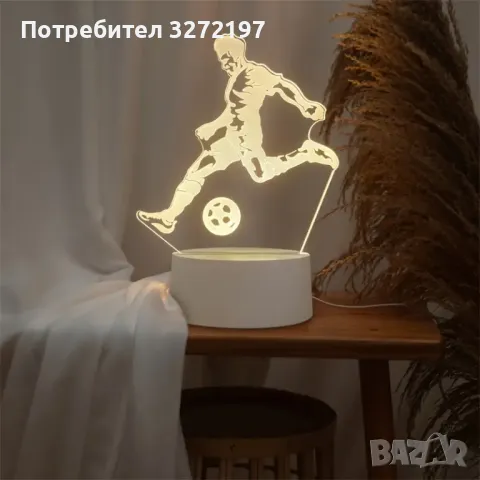 Холограмна 3D LED лампа-Футболист, снимка 4 - Настолни лампи - 49574131