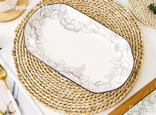 Овална керамична чиния 12,5", снимка 3 - Прибори за хранене, готвене и сервиране - 51393953